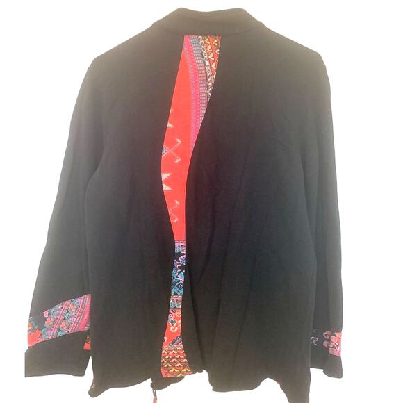 Parsley & Sage Boho Jacket L Black Sweater Full Zip Artsy Festival Funky Goth - Picture 2 of 12